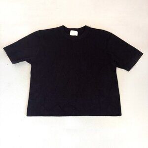 H&M Cropped Sweater Womens XS Black Thick Knit Career Casual Goth Classic Basic